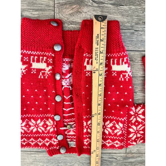 William Schmidt Co Oslo child Red White Christmas Cardigan Sweater handmade - Picture 8 of 8